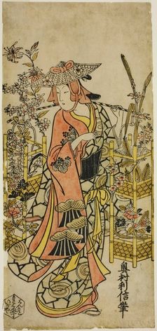 The Actor Hayakawa Hatsuse as a Flower Vendor, mid-1720s. Creator: Okumura Toshinobu