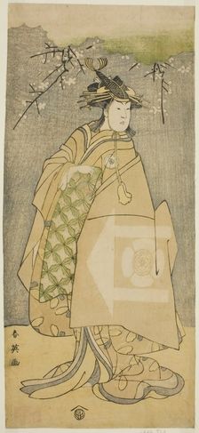 The Actor Iwai Kiyotaro as Kewaizaka no Shosho in the Play Gohiiki no Hana Aikyo..., c. 1794. Creator: Katsukawa Shun'ei