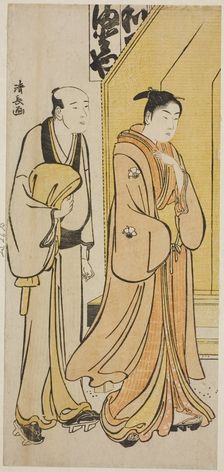 The Actor Iwai Hanshiro IV and his attendant, from an untitled series of prints showing...c1783. Creator: Torii Kiyonaga