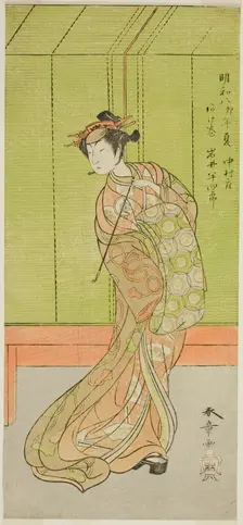 The Actor Iwai Hanshiro IV as Agemaki in the Play Sakai-cho Soga Nendaiki, Performed..., c. 1771. Creator: Shunsho
