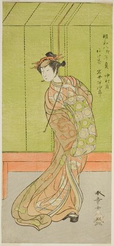 The Actor Iwai Hanshiro IV as Agemaki in the Play Sakai-cho Soga Nendaiki, Performed..., c. 1771. Creator: Shunsho