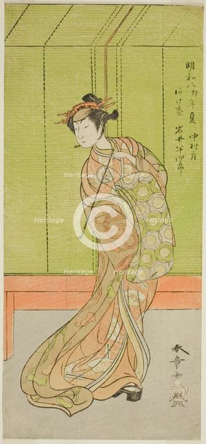 The Actor Iwai Hanshiro IV as Agemaki in the Play Sakai-cho Soga Nendaiki, Performed..., c. 1771. Creator: Shunsho.