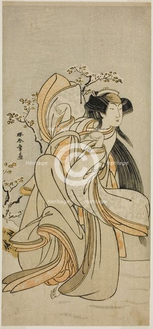 The Actor Iwai Hanshiro IV as Kojoro-gitsune of Hakata in the Play Hikitsurete Yagoe..., c. 1776. Creator: Shunsho.