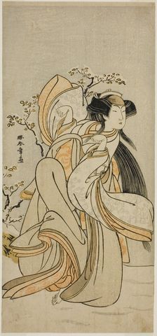 The Actor Iwai Hanshiro IV as Kojoro-gitsune of Hakata in the Play Hikitsurete Yagoe..., c. 1776. Creator: Shunsho