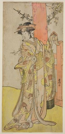 The Actor Iwai Hanshiro IV as Kitsune ga Saki Otama (?) in the Play Miyakodori Yayoi..., c. 1787. Creator: Katsukawa Shunko