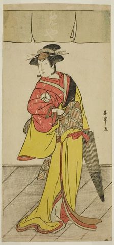 The Actor Iwai Hanshiro IV as Osuwa in the Play Koi no Yosuga Kanagaki Soga, Performed..., c. 1789. Creator: Shunsho