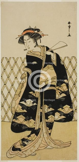The Actor Iwai Hanshiro IV as Mitsuogiya Usukumo in the Play Shida Choja-bashira..., c. 1781. Creator: Shunsho.