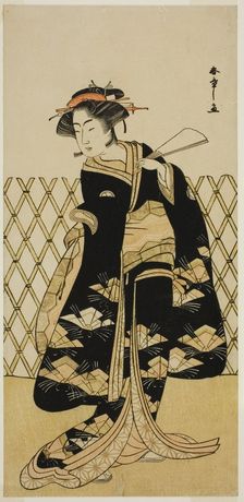 The Actor Iwai Hanshiro IV as Mitsuogiya Usukumo in the Play Shida Choja-bashira..., c. 1781. Creator: Shunsho