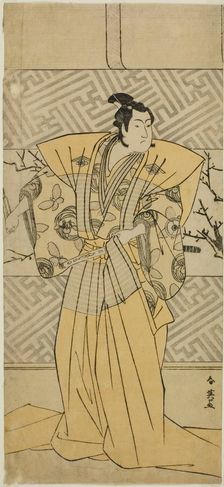 The Actor Iwai Hanshiro IV as Soga no Goro Tokimune in the Play Koi no Yosuga..., c. 1789. Creator: Katsukawa Shun'ei