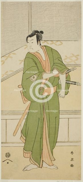 The Actor Iwai Hanshiro IV as Shirai Gompachi in the Play Gozen-gakari Sumo Soga..., c. 1793. Creator: Katsukawa Shun'ei.