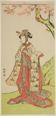 The Actor Iwai Hanshiro IV as Princess Sakura (Sakura Hime) in the Play Wada Sakamori..., c. 1773. Creator: Shunsho