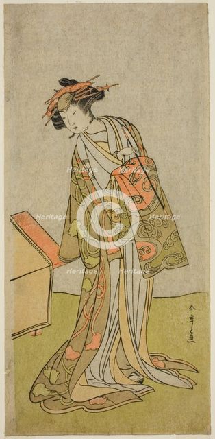 The Actor Iwai Hanshiro IV as the courtesan Agemaki in the play "Sukeroku Yukari no..., c. 1776. Creator: Shunsho.