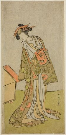 The Actor Iwai Hanshiro IV as the courtesan Agemaki in the play "Sukeroku Yukari no..., c. 1776. Creator: Shunsho