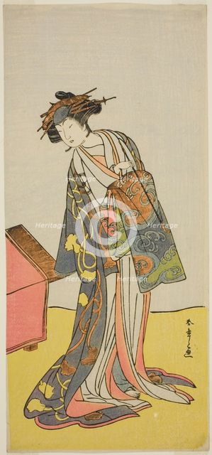 The Actor Iwai Hanshiro IV as the Courtesan Agemaki in the Play Sukeroku Yukari no..., c. 1776. Creator: Shunsho.
