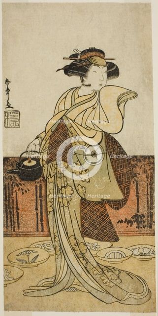The Actor Iwai Hanshiro IV as Tsukisayo in the Play Gohiiki Nenne Soga, Performed..., c. 1779. Creator: Shunsho.