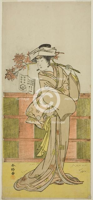 The Actor Iwai Hanshiro IV as Umegae Disguised as the Female Fortune-teller Omatsu..., c. 1781. Creator: Katsukawa Shunko.