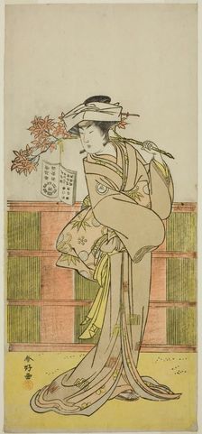The Actor Iwai Hanshiro IV as Umegae Disguised as the Female Fortune-teller Omatsu..., c. 1781. Creator: Katsukawa Shunko