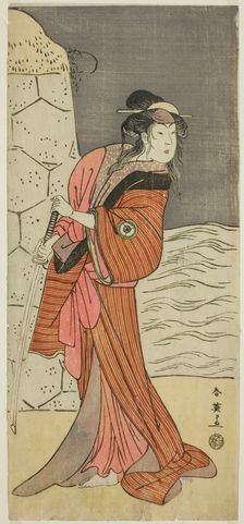The Actor Iwai Hanshiro IV as Yaegushi no Oroku (?) in the Play Keisei Kogane no..., c1792. Creator: Katsukawa Shun'ei