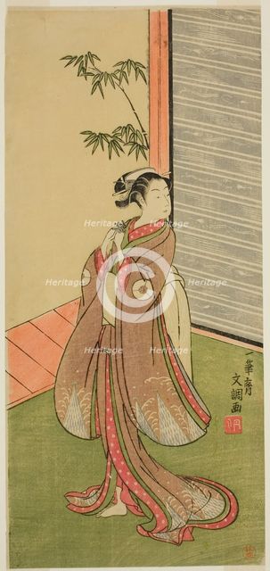 The Actor Iwai Hanshiro IV in a Female Role, c. 1769. Creator: Ippitsusai Buncho.