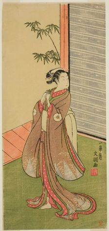 The Actor Iwai Hanshiro IV in a Female Role, c. 1769. Creator: Ippitsusai Buncho