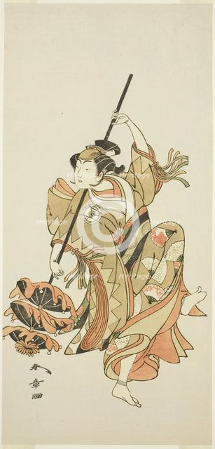 The Actor Iwai Hanshiro IV in the "Sangai-gasa" (Triple-Umbrella) Dance Interlude of..., c. 1771. Creator: Shunsho.