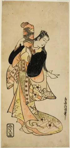 The Actor Ichikawa Monnosuke I as Oiso no Tora in the play "Nigiwai Suehiro Soga," perf..., c. 1721. Creator: Torii Kiyonobu I