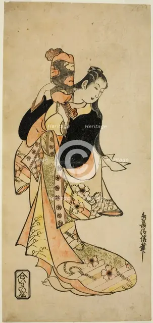 The Actor Ichikawa Monnosuke I as Oiso no Tora in the play "Nigiwai Suehiro Soga," perf..., c. 1721. Creator: Torii Kiyonobu I.