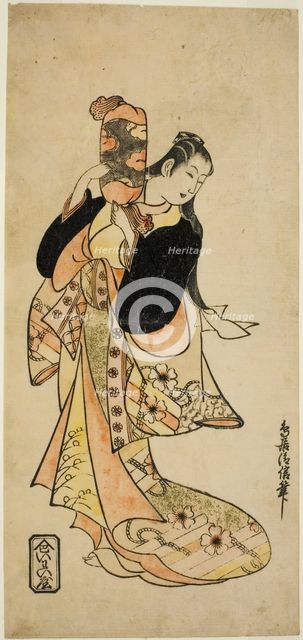 The Actor Ichikawa Monnosuke I as Oiso no Tora in the play "Nigiwai Suehiro Soga," perf..., c. 1721. Creator: Torii Kiyonobu I.