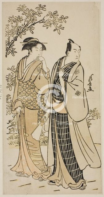 The Actor Ichikawa Monnosuke II and his wife, from an untitled series of prints showing...c. 1783. Creator: Torii Kiyonaga.