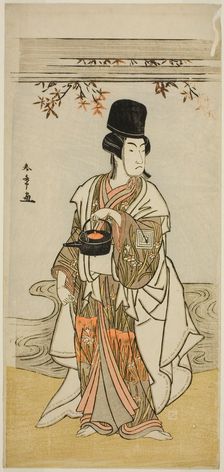 The Actor Ichikawa Monnosuke II as the Court Servant Shoheida Sadamori in the Play..., c. 1777. Creator: Shunsho