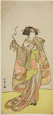 The Actor Ichikawa Monnosuke II as the Courtesan Kewaizaka no Shosho in the Play Sono..., c. 1776. Creator: Shunsho