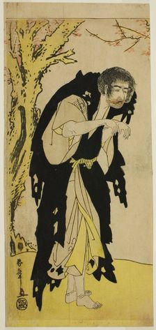 The Actor Ichikawa Monnosuke II as the Renegade Monk Zenjibo Disguised as Dainichibo in..., c. 1789. Creator: Shunsho