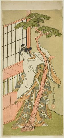 The Actor Ichikawa Monnosuke II as Tsunewaka-maru in the Play Iro Moyo Aoyagi.., c. 1775. Creator: Ippitsusai Buncho