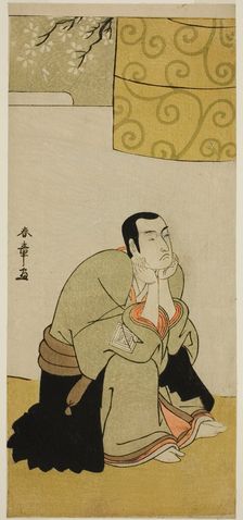The Actor Ichikawa Monnosuke II as a Buddhist Monk in the Play Edo no Hana Mimasu..., c. 1783. Creator: Shunsho