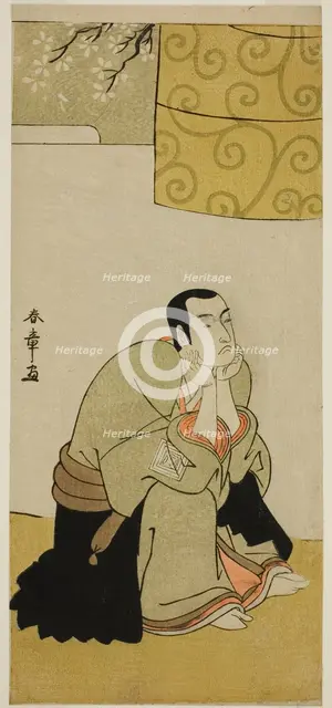 The Actor Ichikawa Monnosuke II as a Buddhist Monk in the Play Edo no Hana Mimasu..., c. 1783. Creator: Shunsho.