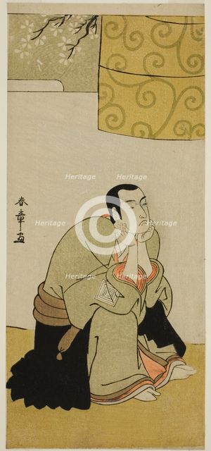 The Actor Ichikawa Monnosuke II as a Buddhist Monk in the Play Edo no Hana Mimasu..., c. 1783. Creator: Shunsho.