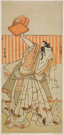 The Actor Ichikawa Monnosuke II as Ageha no Chokichi Disguised as Soga no Goro Tokimune..., c. 1778. Creator: Shunsho