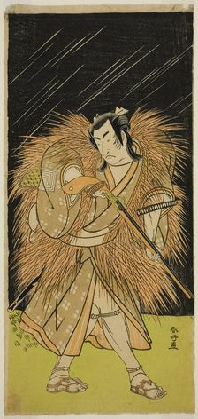 The Actor Ichikawa Monnosuke II as Hayano Kampei in the Play Kanadehon Chushin..., c. 1780. Creator: Katsukawa Shunko