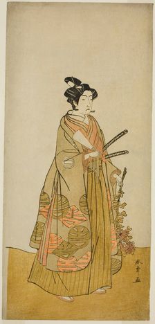 The Actor Ichikawa Monnosuke II as Kichisaburo, Temple Page of Kichijo-ji, in the Play..., c. 1776. Creator: Shunsho