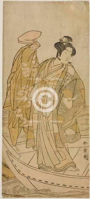 The Actor Ichikawa Monnosuke II as Minamoto no Yorinobu in the Play Kikujido Shuen no..., c. 1775. Creator: Shunsho.