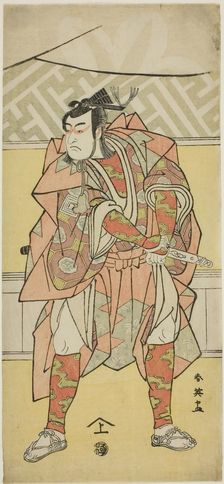 The Actor Ichikawa Monnosuke II as Mori no Rammaru in "The Banquet," the Final Act..., c. 1791. Creator: Katsukawa Shun'ei
