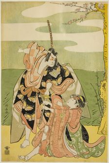 The Actor Ichikawa Monnosuke II as Soga no Goro and Segawa Kikunojo III as Tsukisayo..., c. 1782. Creator: Torii Kiyonaga