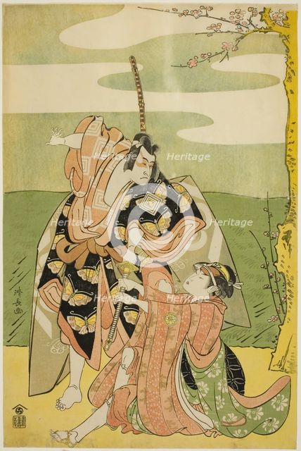 The Actor Ichikawa Monnosuke II as Soga no Goro and Segawa Kikunojo III as Tsukisayo..., c. 1782. Creator: Torii Kiyonaga.