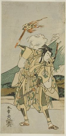 The Actor Ichikawa Monnosuke II as Soga no Goro Tokimune in the Play Haru wa Soga..., c. 1772. Creator: Shunsho