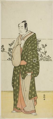 The Actor Ichikawa Monnosuke II, Possibly as Matsuya Soshichi, in the Play Chiyo no..., c. 1785. Creator: Katsukawa Shunko