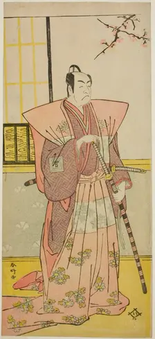 The Actor Ichikawa Omezo I as Koyurugi Motomenosuke (?) in the Play Haru no Nishiki..., c. 1790. Creator: Katsukawa Shunko