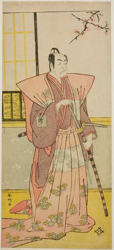 The Actor Ichikawa Omezo I as Koyurugi Motomenosuke (?) in the Play Haru no Nishiki..., c. 1790. Creator: Katsukawa Shunko