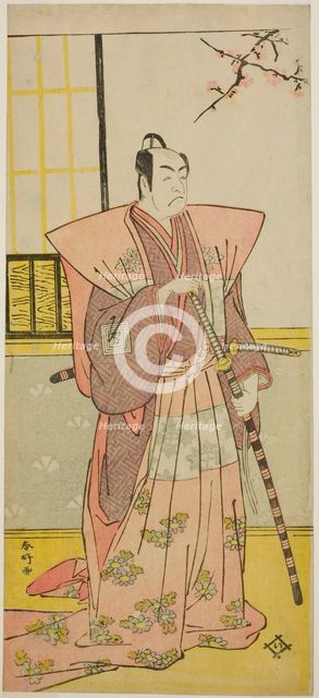 The Actor Ichikawa Omezo I as Koyurugi Motomenosuke (?) in the Play Haru no Nishiki..., c. 1790. Creator: Katsukawa Shunko.