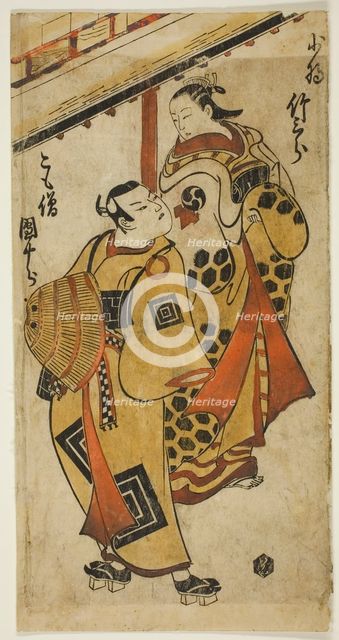 The Actor Ichikawa Danjuro II as Soga no Goro and Nakamura Takesaburo I as Kewaizaka no..., 1715. Creator: Torii Kiyonobu I.