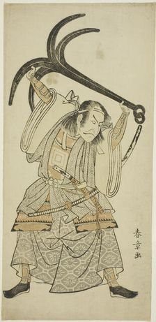 The Actor Ichikawa Danjuro IV as Taira no Tomomori disguised as Tokaiya Gimpei in the..., c. 1767. Creator: Shunsho